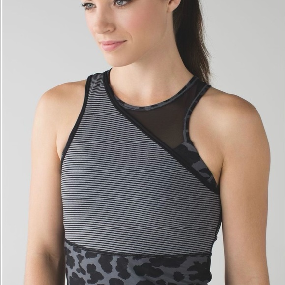 lululemon athletica Tops - Lululemon Meshed Up Tank
Mini Pop Stripe Heathered Slate Black